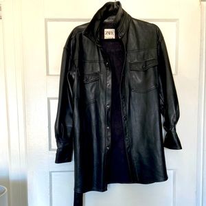 Zara faux leather oversized shirt